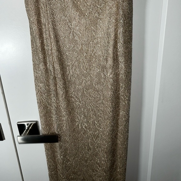 Night Way Gold Sheath Gown with Rhinestone Straps Size 8 - Picture 3 of 7